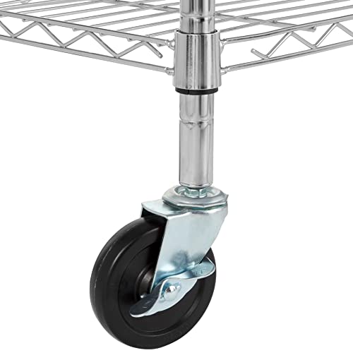 Portable 3-Tier Kitchen Storage Cart with Wheels, Adjustable Shelves, 175 lb Capacity