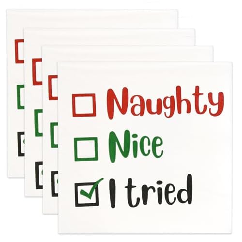 Gift Boutique - 100 Count Christmas Naughty or Nice Cocktail Beverage Napkins Holiday Disposable Paper Napkin Funny Dessert Napkins for Home Dinner Buffet Xmas, Tableware Party Supplies Decorations