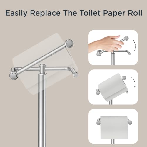 Freestanding Toilet Paper Holder Stand - Vintage Stainless Steel, Modern Finish