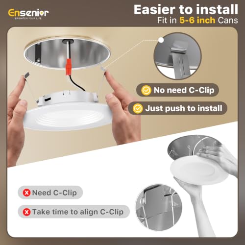Ensenior 6 Inch LED Recessed Lighting Kit with Night Light - 12 Pack