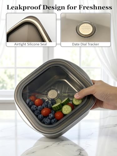 Stainless Steel Salad Bowl Kit with Leak-Proof Dressing Cups - 74oz