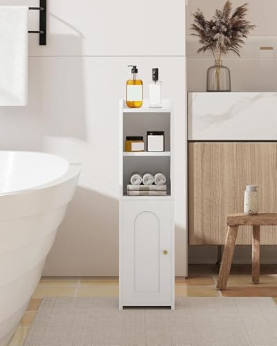 Hzuaneri Narrow Bathroom Storage Cabinet 7.9 x 7.9 x 29.5 Inches White