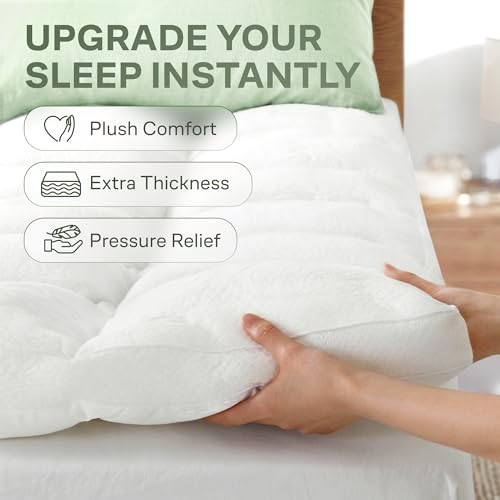 White Queen Mattress Topper with 20-Inch Deep Pocket - Extra Thick Plush Support