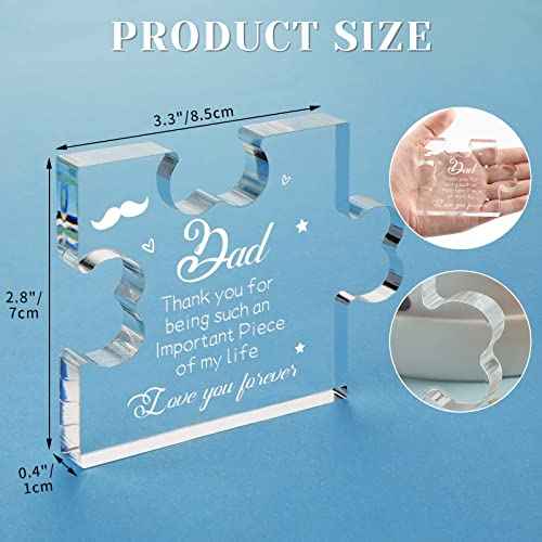 Funnli Dad Birthday Gifts Acrylic Puzzle Plaque, Gifts for Dad from Daughter, Birthday Gifts for Dad Desk Decorations, Christmas Valentines Day Wedding Card Gifts for Dad