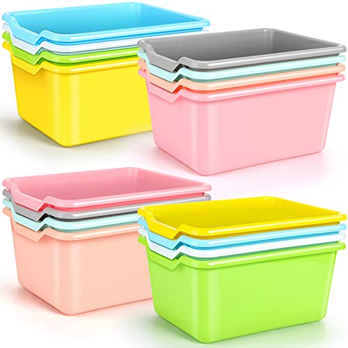 16-Piece Plastic Cubby Bins for Classroom Candy Colors Storage Organizer