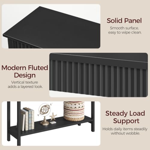 MAHANCRIS 47.2-Inch Black Entryway Console Table with Fluted Design and Storage