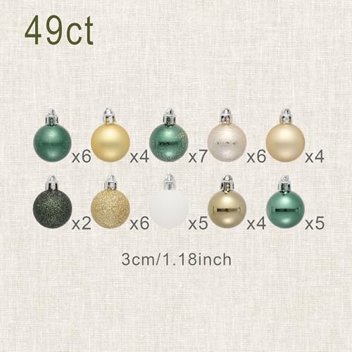 DecorbyHannah Green & Gold Mini Christmas Ornaments Set - 49 Pieces