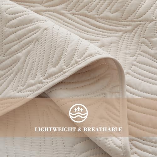Exclusivo Mezcla Beige Cream Queen Quilt Bedding Set 90x96 inch Lightweight