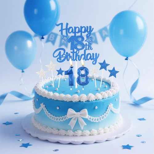 Royal Blue 55th Birthday Candles Cake Topers Set,Men 55th Birthday Decorations,Royal Blue Number 55 Candle for Cake,Boys Girls Personalised Cupcake Toppers for Men Women Party Supplies