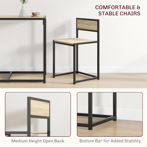 HOMCOM Oak Small Dining Table Set for 2 - Compact Kitchen & Dining Furniture