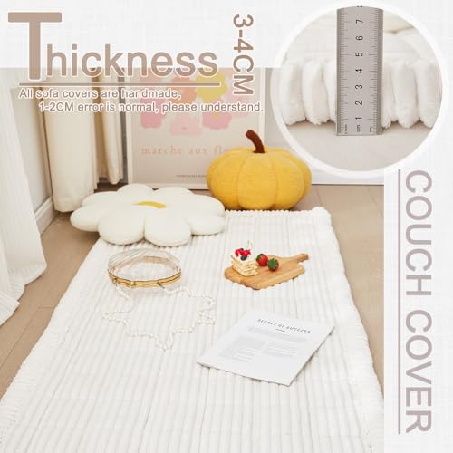 Awjcsv Washable Pet Couch Cover for Dogs, Non-Slip Sofa Protector, White, 27.6" x 59"