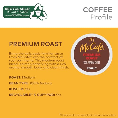McCafe Premium Roast Coffee K-Cup Pods - Medium Roast, 84 Count, Recyclable, Compatible with Keurig