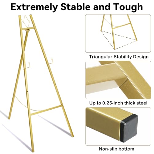 GRENTY Gold Easel Stand for Wedding Signs Art Displays & Event Signage - 57.5"