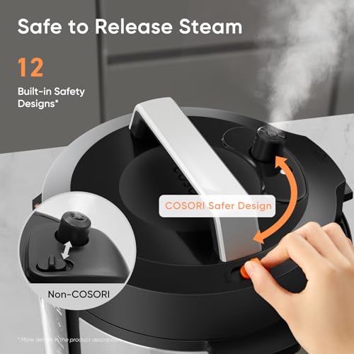 Cosori Pressure Cooker 6QT, 9-in-1, Ceramic Coating Pot, 12 Safety