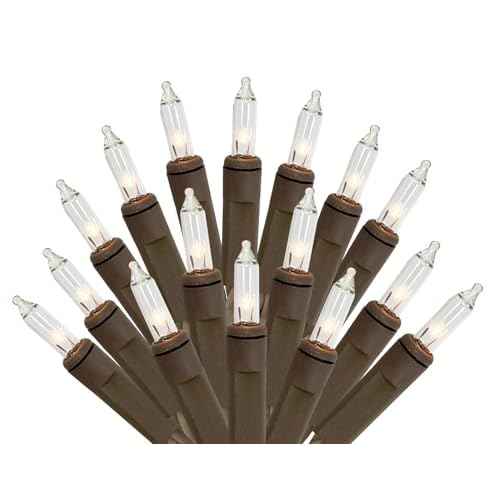 Holiday Pride Clear Christmas Lights with Brown Wire - 100 Count - Warm White Christmas Tree Lights with Brown Cord (22.5 Ft) - Indoor/Outdoor Use - UL Listed - Static & Blinking Modes