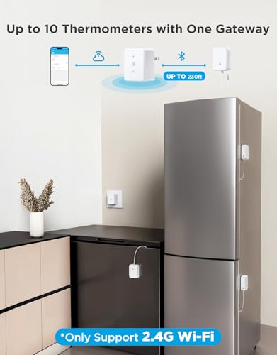 GoveeLife WiFi Refrigerator Thermometer Sensor with Alarm & Gateway - 2 Pack BT Variant