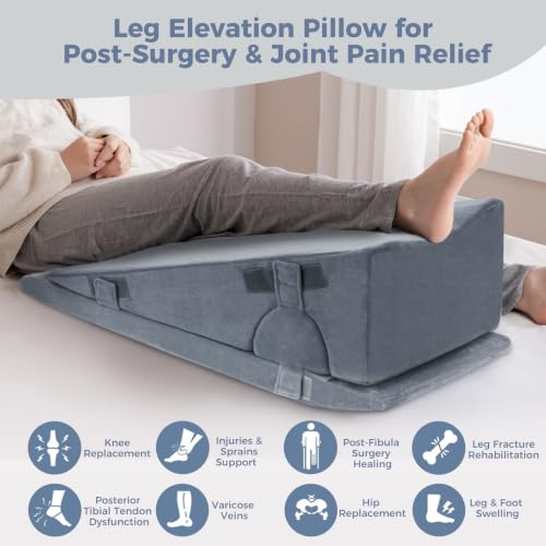 Adjustable Leg Wedge Pillow Set for Support, Recovery & Comfort - Gray