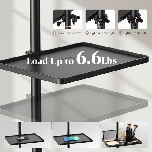 Mznoo Lash Light with Tool Tray, 2500LM LED Moon for Tech, Black
