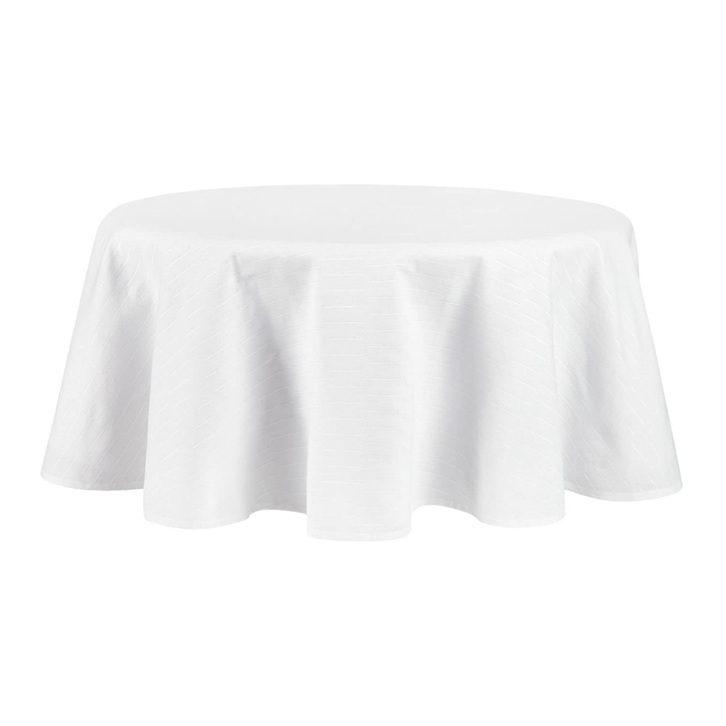 Martha Stewart Honeycomb Modern Farmhouse Tablecloth, White, 70" Round