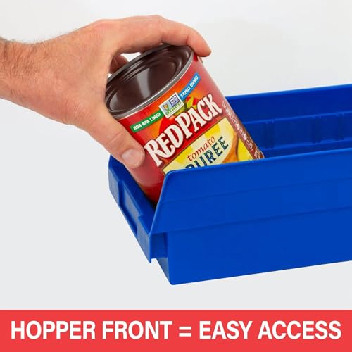 Blue Plastic Shelf Bin 12x6.5x4 - Heavy Duty Storage Organizer - Blue / Bin Box