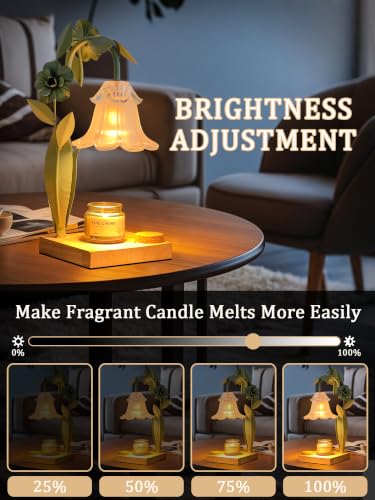 Flower Candle Warmer with Timer & Dimmer, Adjustable Height Wax Melt Warmer