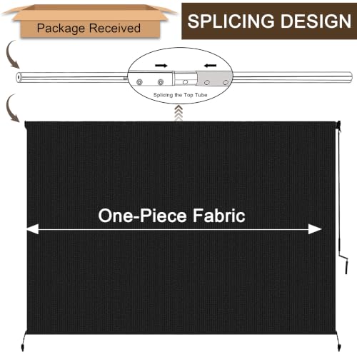 Zephyr Place Black 96x96 Outdoor Roller Shades Cordless UV Block Patio Blinds