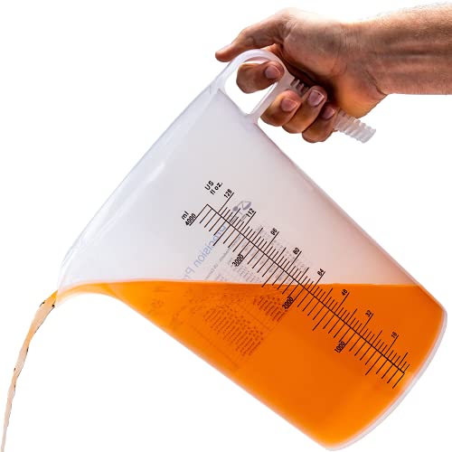 128oz Liquid Measuring Pitcher - Food Grade, Durable, Accurate with Conversion Chart - Suitable for Pool, Lawn, Chemicals, Automotive - Made in USA
