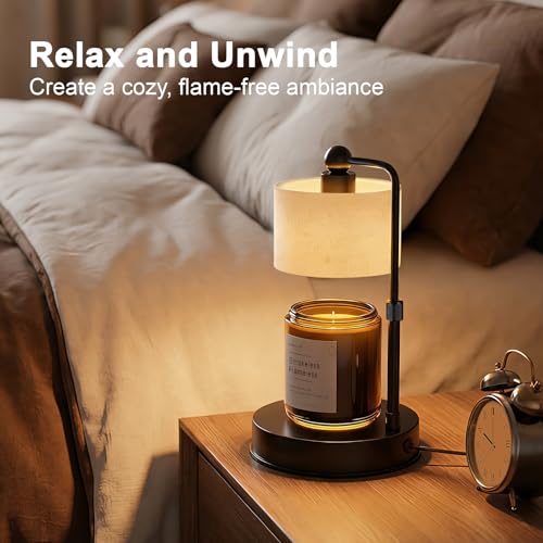 Bingyouth Flaxen Candle Warmer Lamp with Timer & Adjustable Height