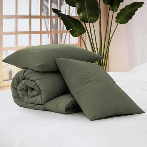 Army Olive Green King Size Comforter Set - 3 Pieces Soft Bedding WRENSONGE