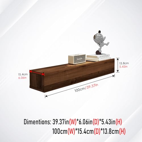 Walnut Floating Solid Wood Console Table 39.37" Wall-Mounted Entryway Shelf