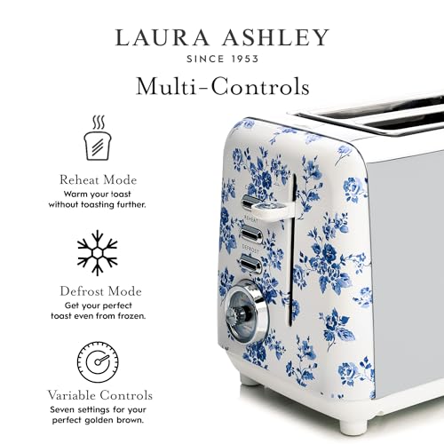 Laura Ashley China Rose 2-Slice Wide Slot Toaster – Elegant Kitchen Appliance