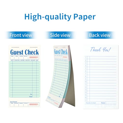 Guest Check Books for Servers - 60 Pack, Green, 3000 Tickets, Restaurant Note Pads