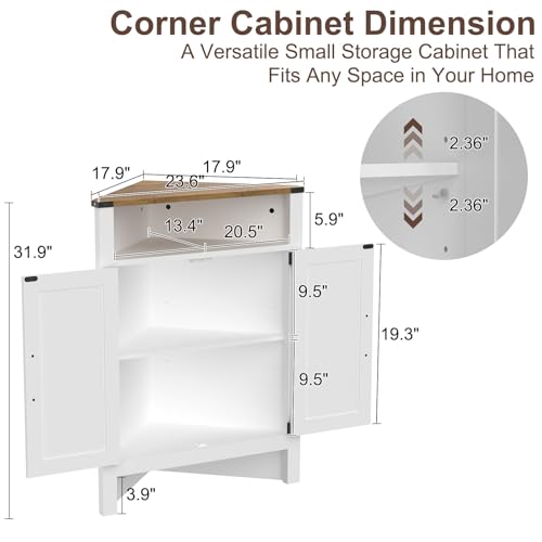 M METERXITY Bathroom Corner Cabinet with Barn Doors - Adjustable Shelf - Rustic Farmhouse Style - Compact Storage