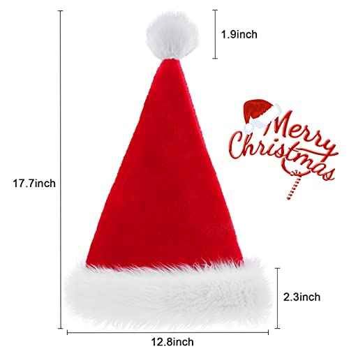 Haomaomao Santa Hat for Adults Christmas Hat Red Velvet Double-Layer Unisex Holiday Xmas Hats for New Year Festive Party