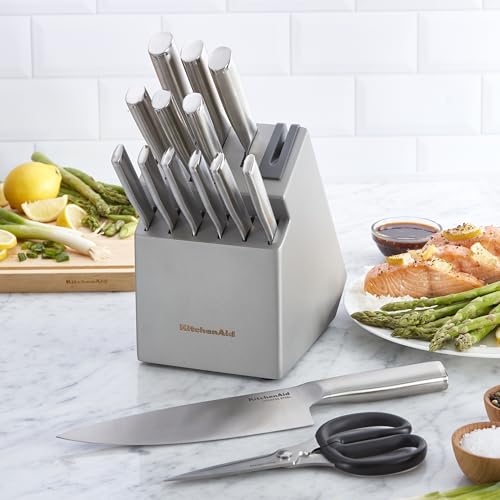 KitchenAid Gourmet 14-Piece Knife Set with Built-In Sharpener - Stainless Steel