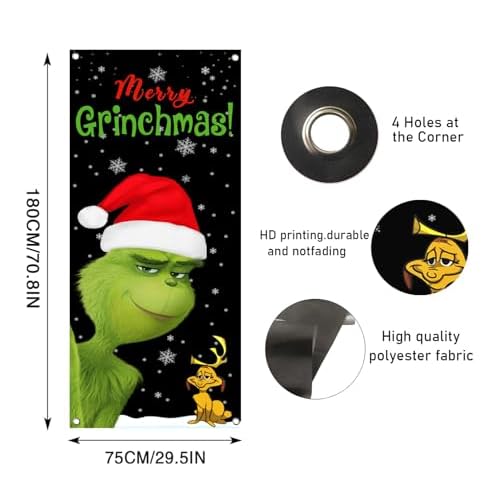 Merry Christmas Party Door Cover - Indoor/Outdoor Decoration, 29.5x71 Inches