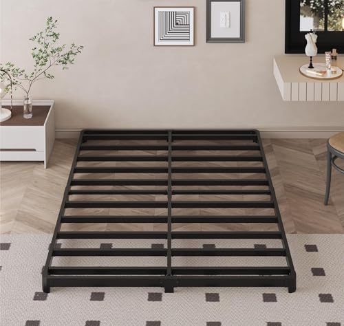 Likelalaso 3 Inch Full Size Low Profile Bed Frame with Rounded Corners - No Box Spring Needed