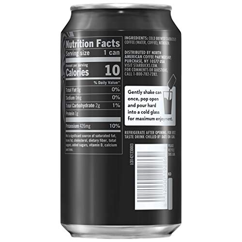 Black Unsweetened Starbucks Nitro Cold Brew Coffee - 9.6 fl oz Can Pack of 8