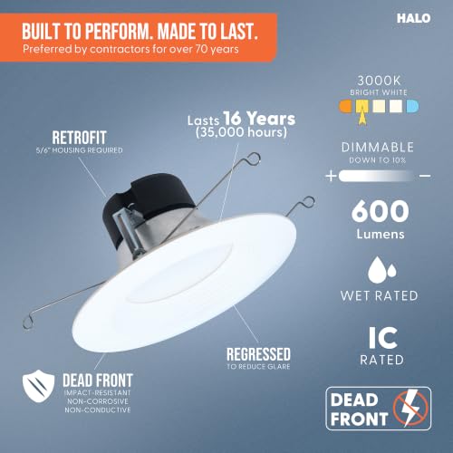 6 Pack LED Recessed Can Light Trim - 3000K Dimmable 600lm for 6 Inch Housings