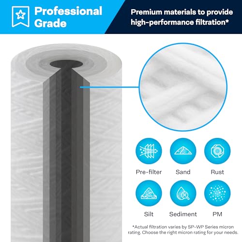 SpiroPure 8 Pack Sediment Water Filter Cartridges 5 Micron SWC-45-1005 WP5BB97P