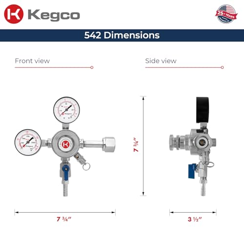 Pack of 1 Dual Gauge CO2 Draft Beer Regulator - Chrome, Kegco KC LH-542