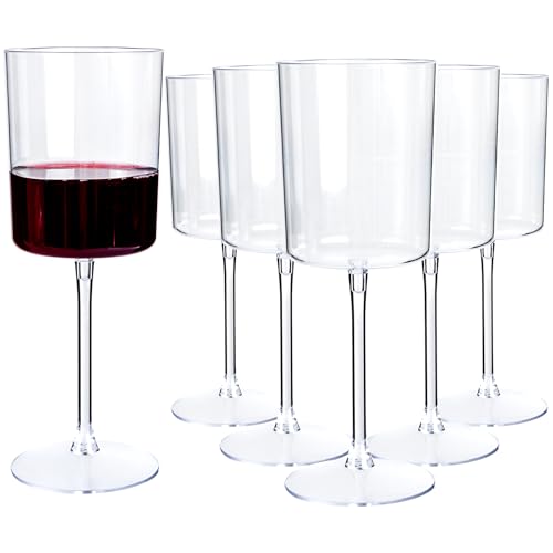 YOUBET Clear Disposable Plastic Wine Glasses 10 oz - Pack of 36 with Removable Stem