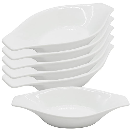 Chefcaptain Set Of 6 Porcelain Oval Casserole Dishes For Oven, 16 Oz Au Gratin Baking Dishes With Handles, Lead & Cadmium Free, Microwave Dishwasher Safe