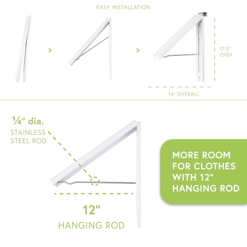2 Pack Wall Mounted Clothes Drying Rack - 60 lb Capacity, Space-Saving Retractable Design