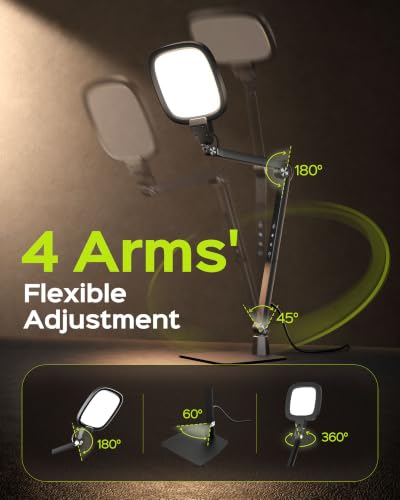 LED Desk Lamp for Home Office with 50+ Brightness Modes, Adjustable 4-Joint Swing Arm