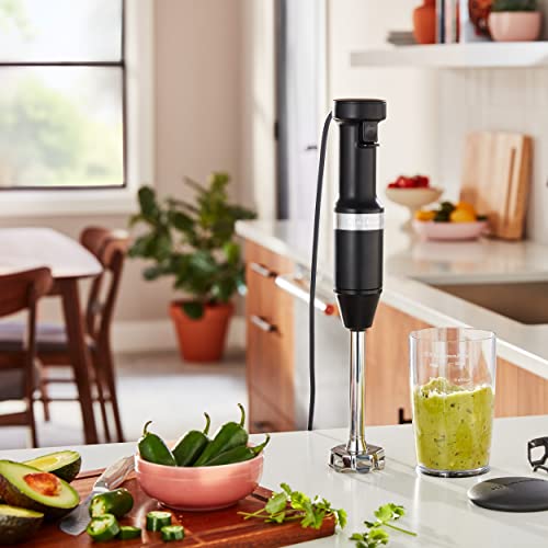 KitchenAid 5-Speed Corded Hand Blender KHBV53 Matte Black with Removable 8" Blending Arm