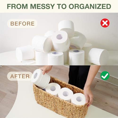 Natural Hyacinth Toilet Paper Storage Basket - Holds 8 Rolls, Coastal Bathroom Decor