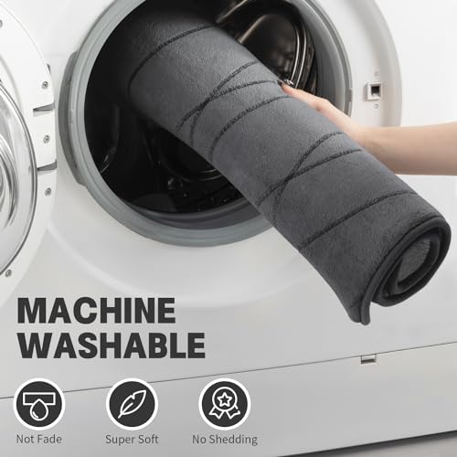 YIHOUSE 5-Piece Dark Grey Memory Foam Bathroom Rugs Set - Non-Slip, Ultra-Soft, Absorbent
