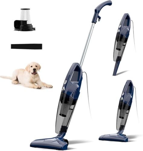 Sancorp Blue Corded Small Stick Vacuum Cleaner - Lightweight, 14KPa Suction, 3-in-1 Handheld & Upright