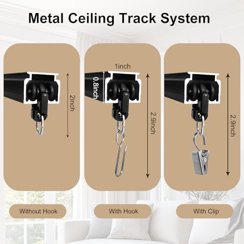 MaKefeile Heavy Duty Ceiling Curtain Track System Black 12ft-15ft for Room Divider